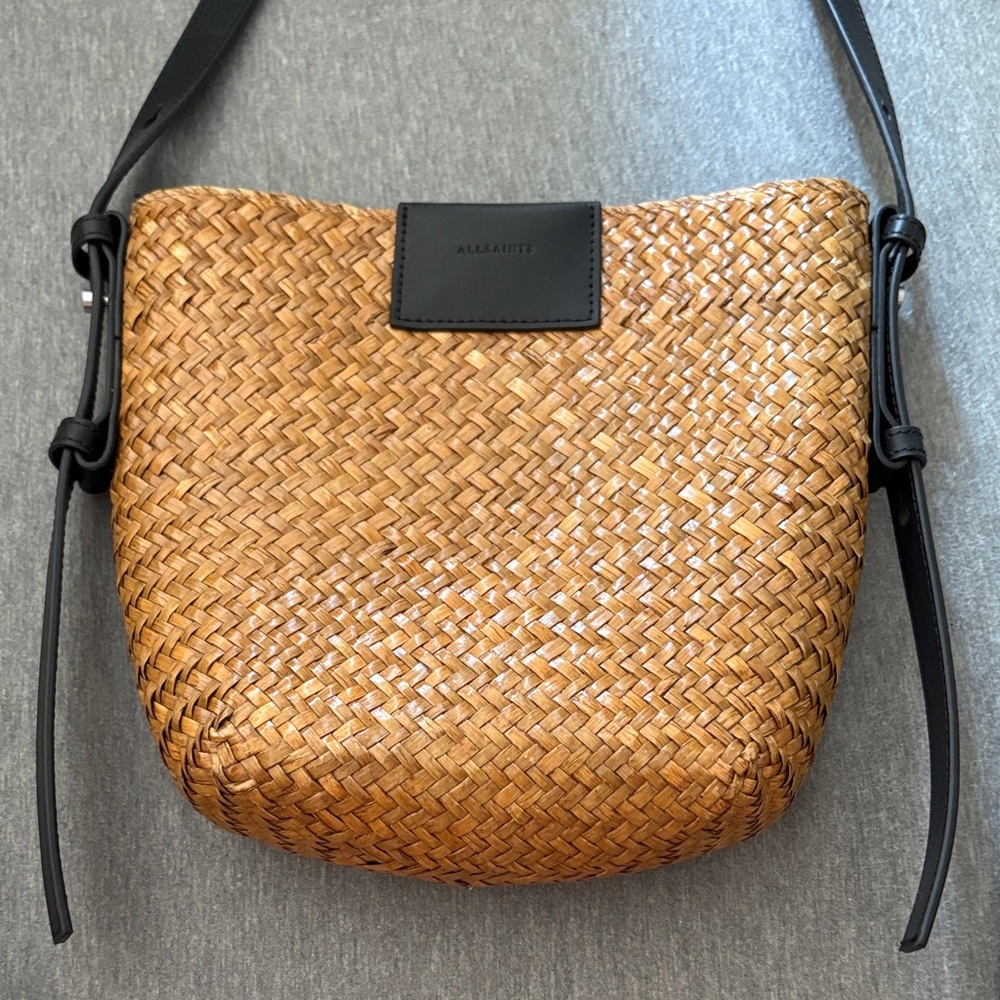 All Saints Brown Woven Crossbody Bag